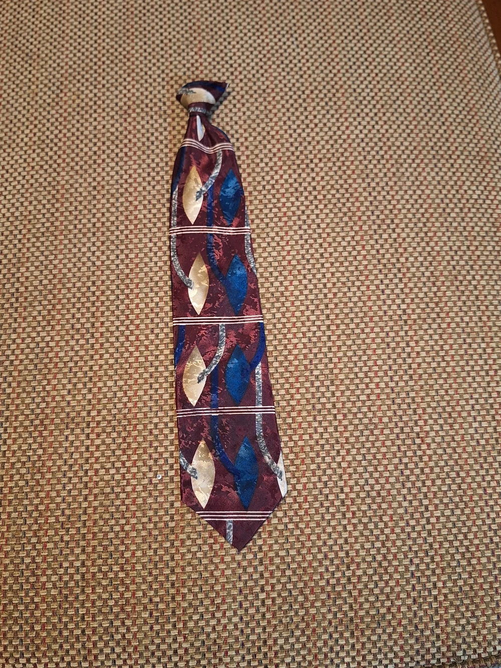 Trio Of 100% Microfiber Men's Patterned Clip On Ties - Made In USA